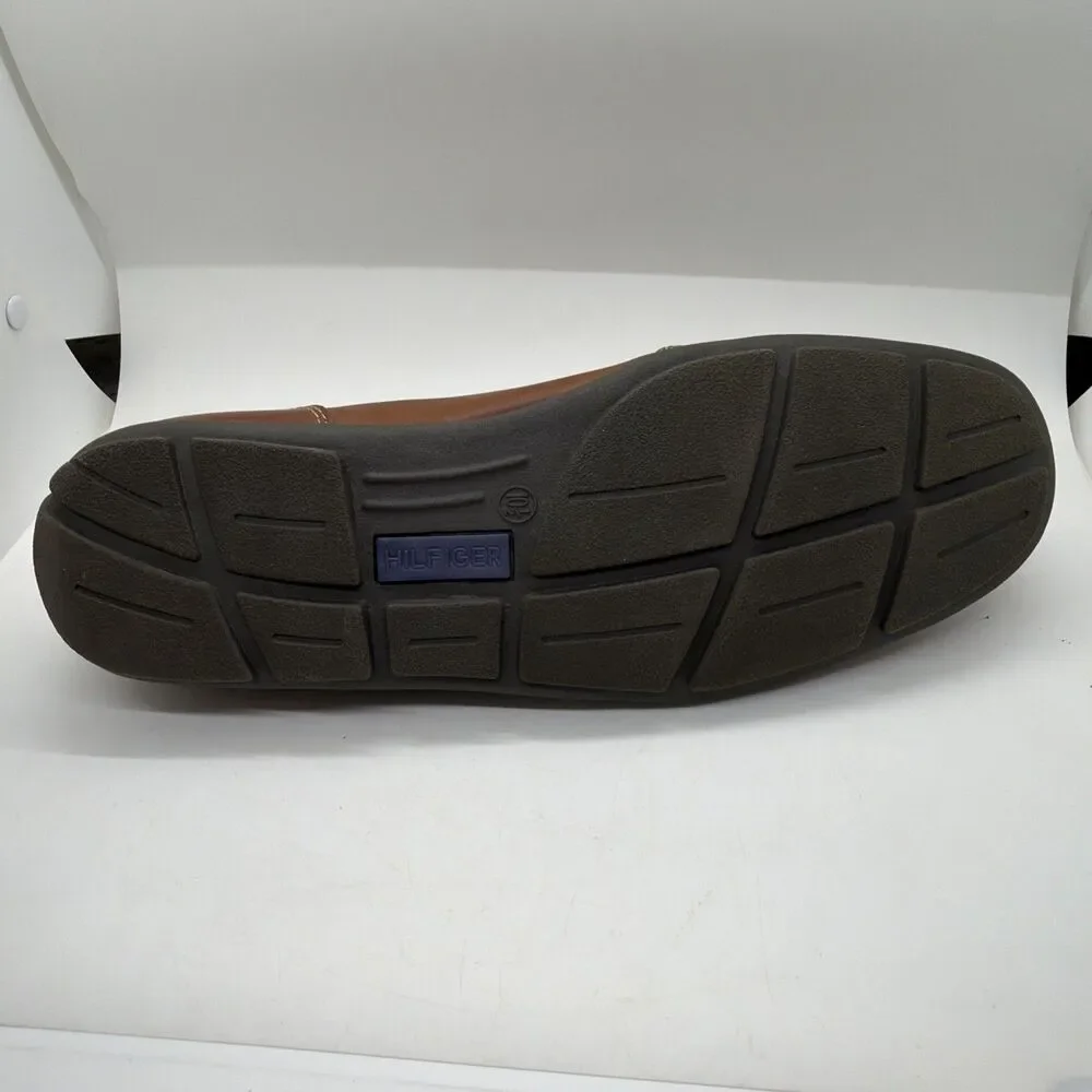 Tommy Hilfiger Mens Sz 10.5 Brown Leather Loafers Casual Comfort Slip On Shoes